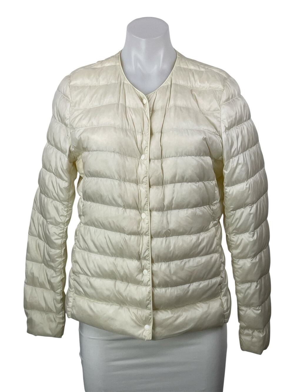 Uniqlo Off White Long Sleeves Ultra Light Down Compact Puffer Coat Jacket Size M